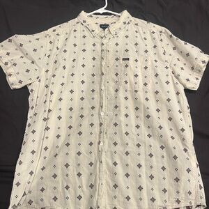 RVCA Cream and Black Geometric Button-Up Shirt